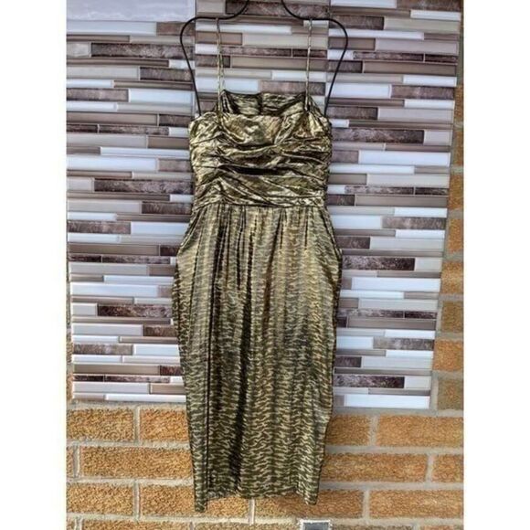 Jackie Bernard for EKLEKTIC Gold Lame Dress size 6 - Picture 8 of 12